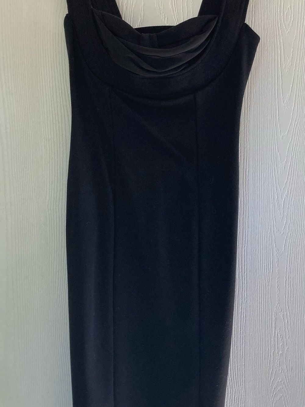 Moda International Black Midi Dress with Draped Cowl Neck